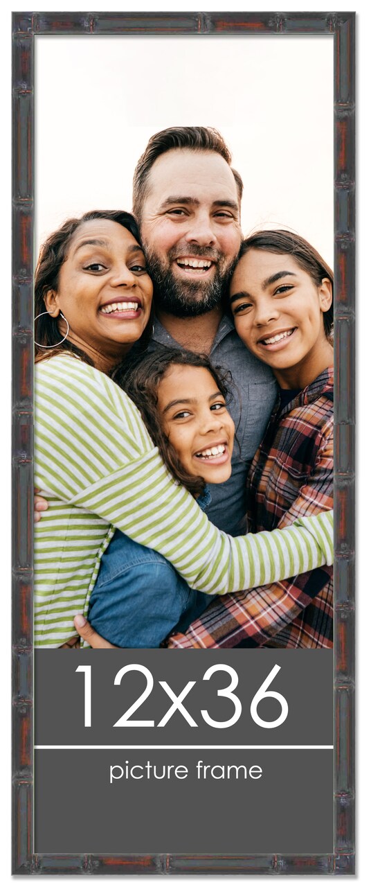 12x36 Thin Bamboo Picture Frame with UV-Resistant Acrylic & Acid Free Backing, Available in 2 Finishes - Gold and Brown